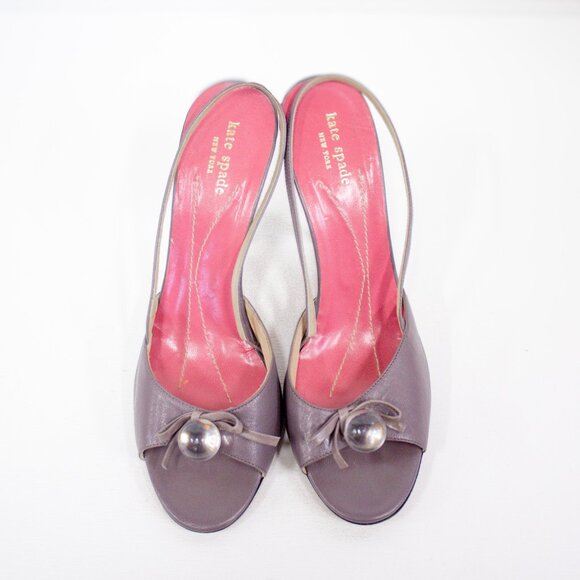 Kate Spade New York Hattie Leather Slingback Heels Open Toe Women's Size 9.5 - Picture 7 of 10